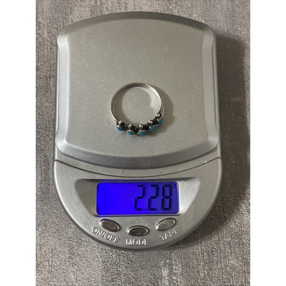 Native American Zuni Turquoise Petit Point Ring Sz 8 Snake Eyes Arrow - Picture 10 of 10